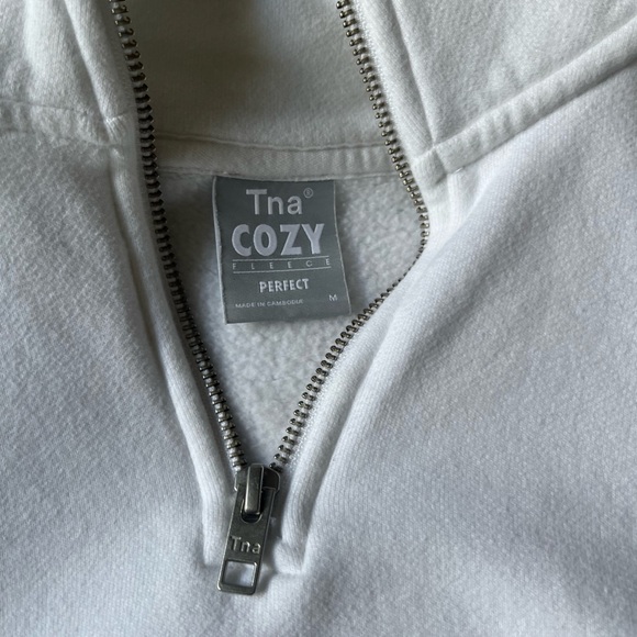 TNA White Cropped Half-Zip Sweatshirt - Picture 3 of 5